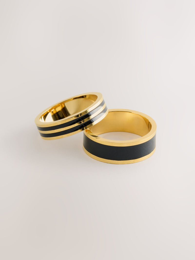 Gold plated steel two tone ring multipack (British brand)