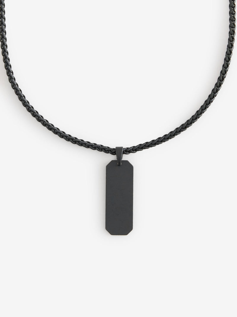 Dog tag pendant black iron necklace, UK version