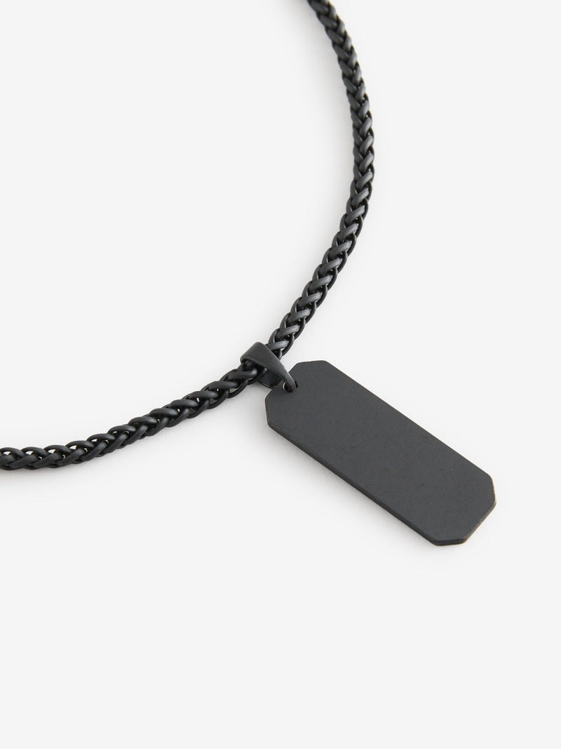 Dog tag pendant black iron necklace, UK version
