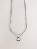 Silver tone layered coin pendant necklace - British product