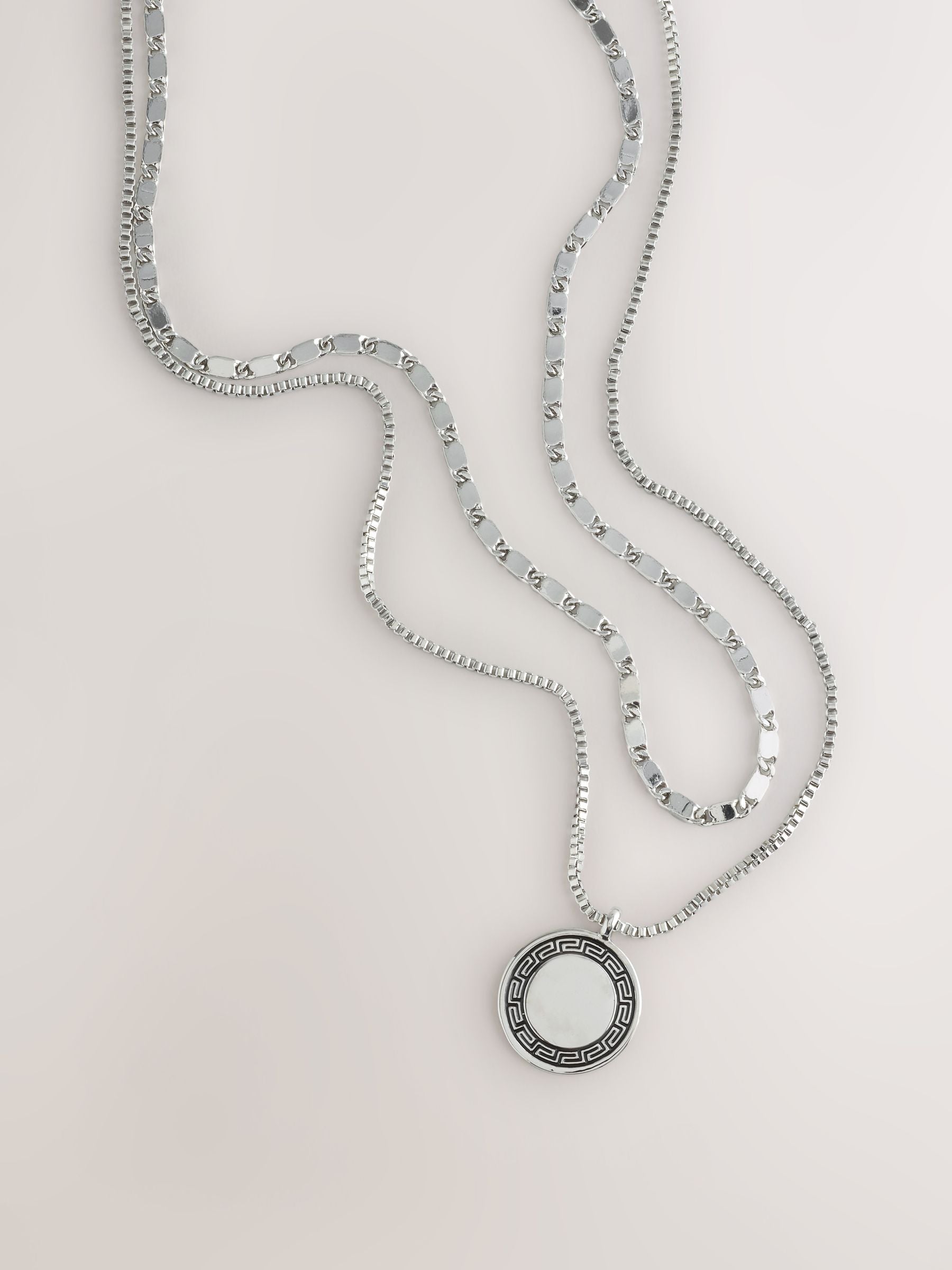 Silver tone layered coin pendant necklace - British product