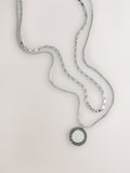Silver tone layered coin pendant necklace - British product