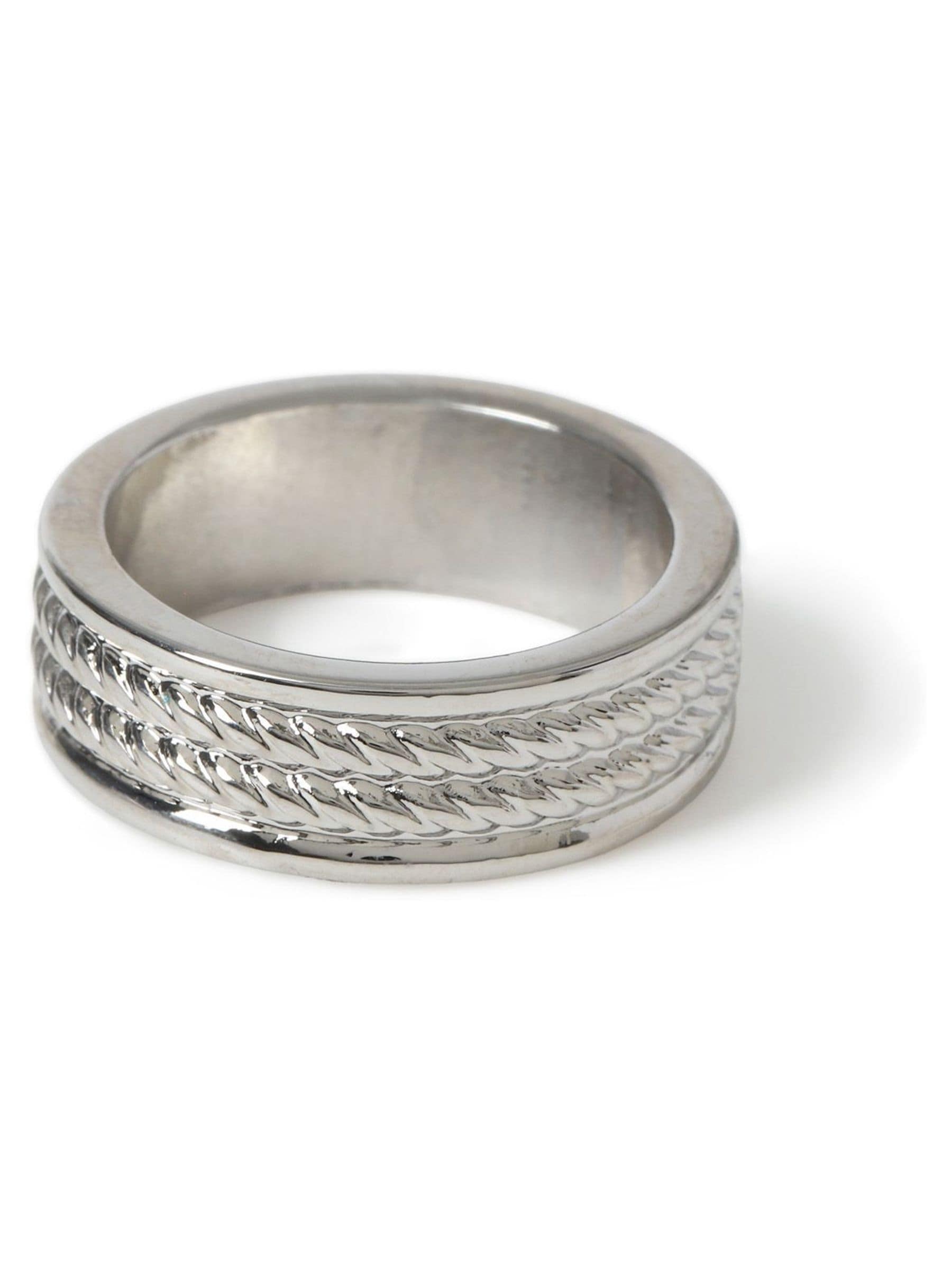Ring silver tone rope etched made from zinc (British brand)