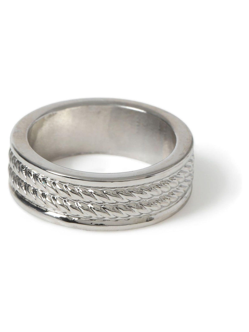 Ring silver tone rope etched made from zinc (British brand)