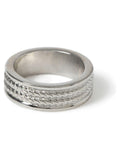 Ring silver tone rope etched made from zinc (British brand)