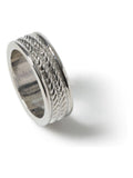 Ring silver tone rope etched made from zinc (British brand)