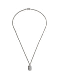 Silver tone palm tree dog tag necklace, UK version