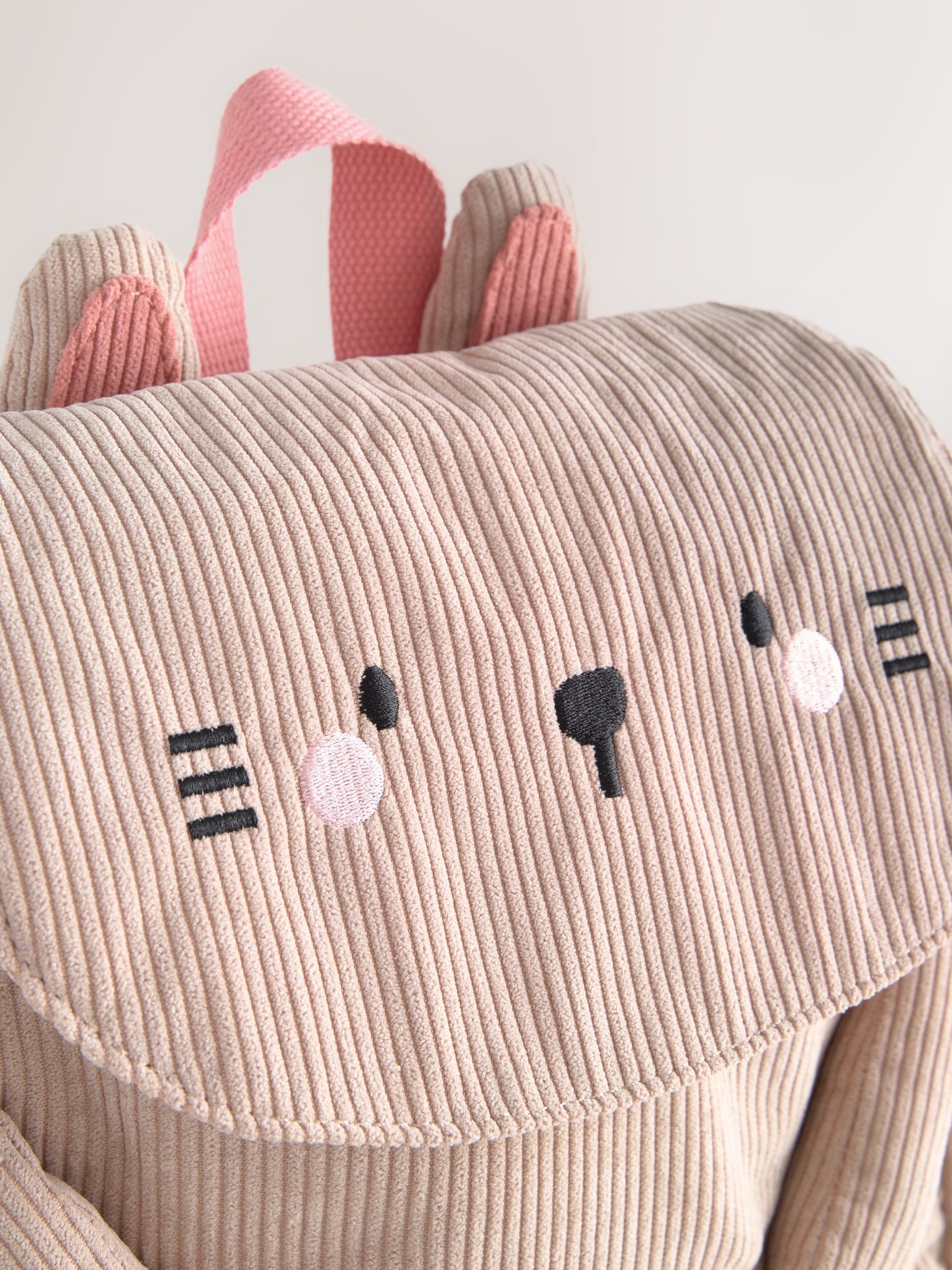 Cat backpack cream with 3D design and adjustable straps, UK version