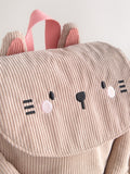 Cat backpack cream with 3D design and adjustable straps, UK version