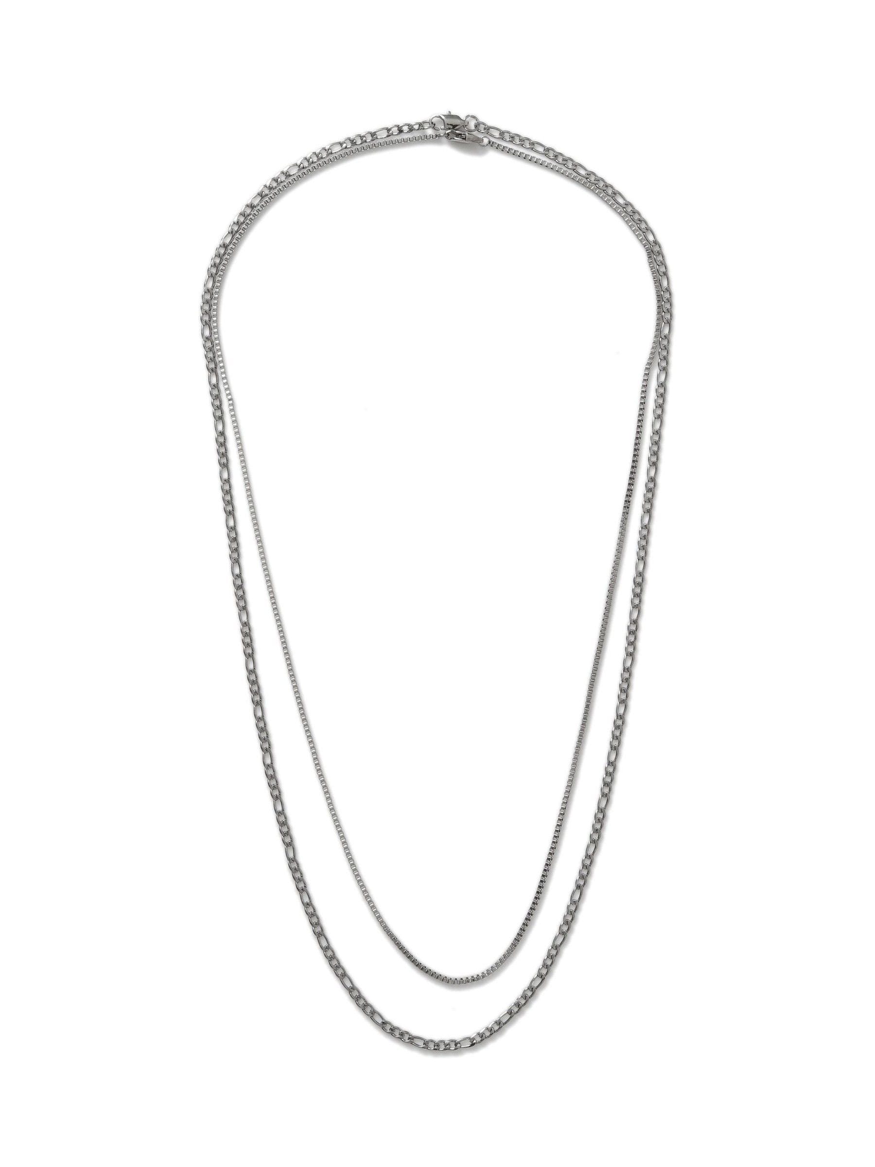 Stainless steel multirow chain necklace silver tone - British product