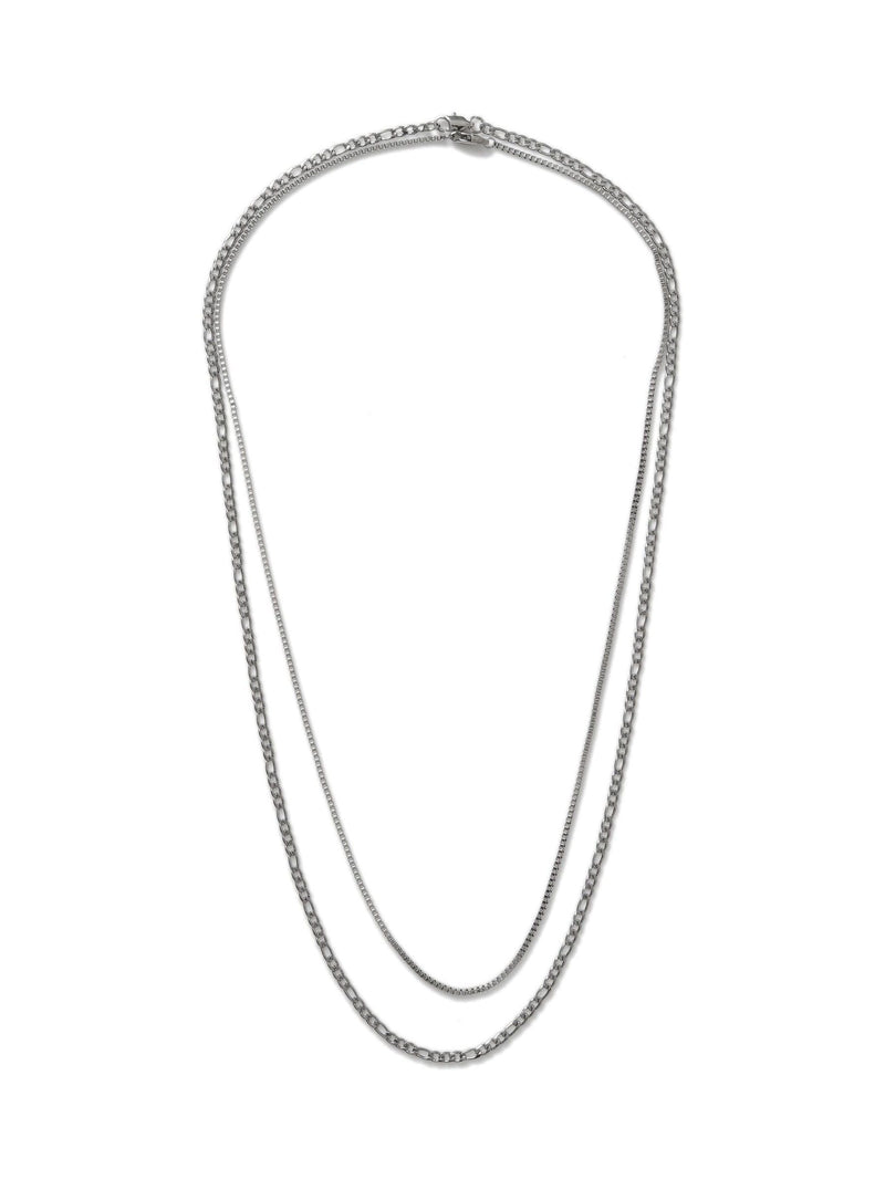Stainless steel multirow chain necklace silver tone - British product