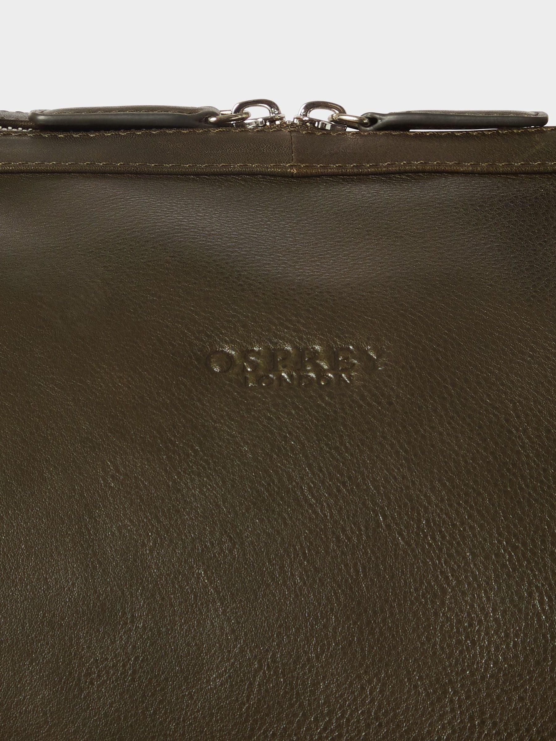 Osprey London green cognac vintage leather weekend bag, UK version