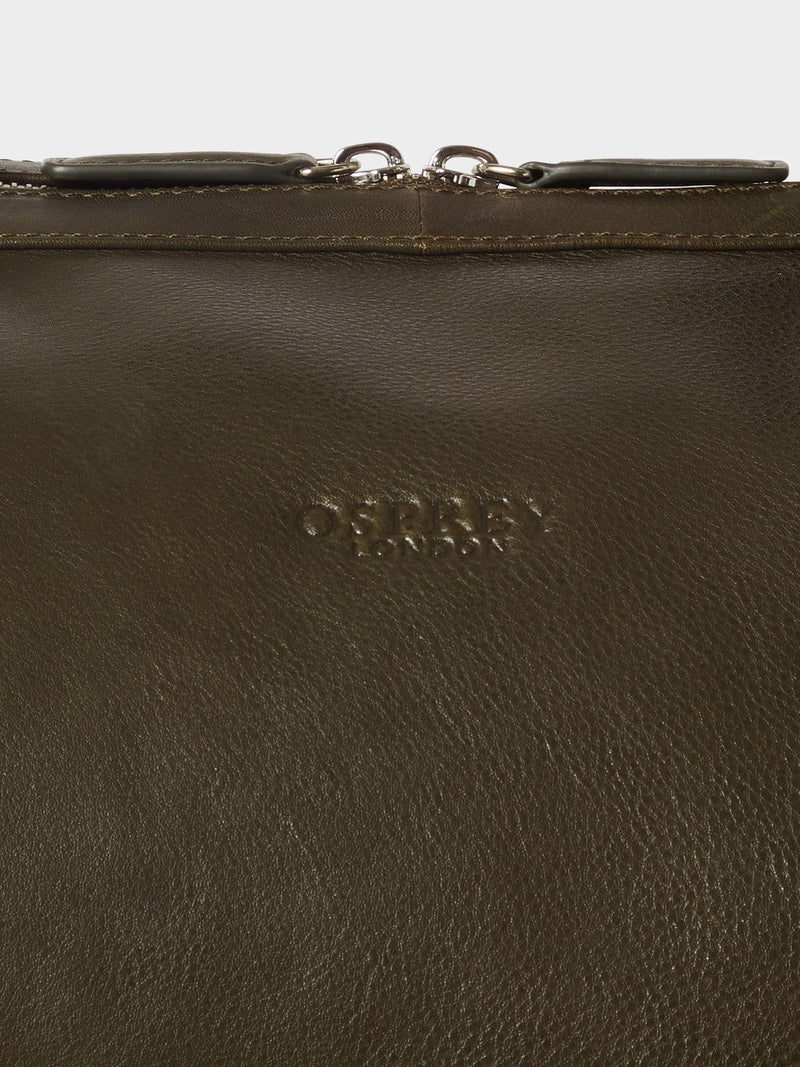Osprey London green cognac vintage leather weekend bag, UK version