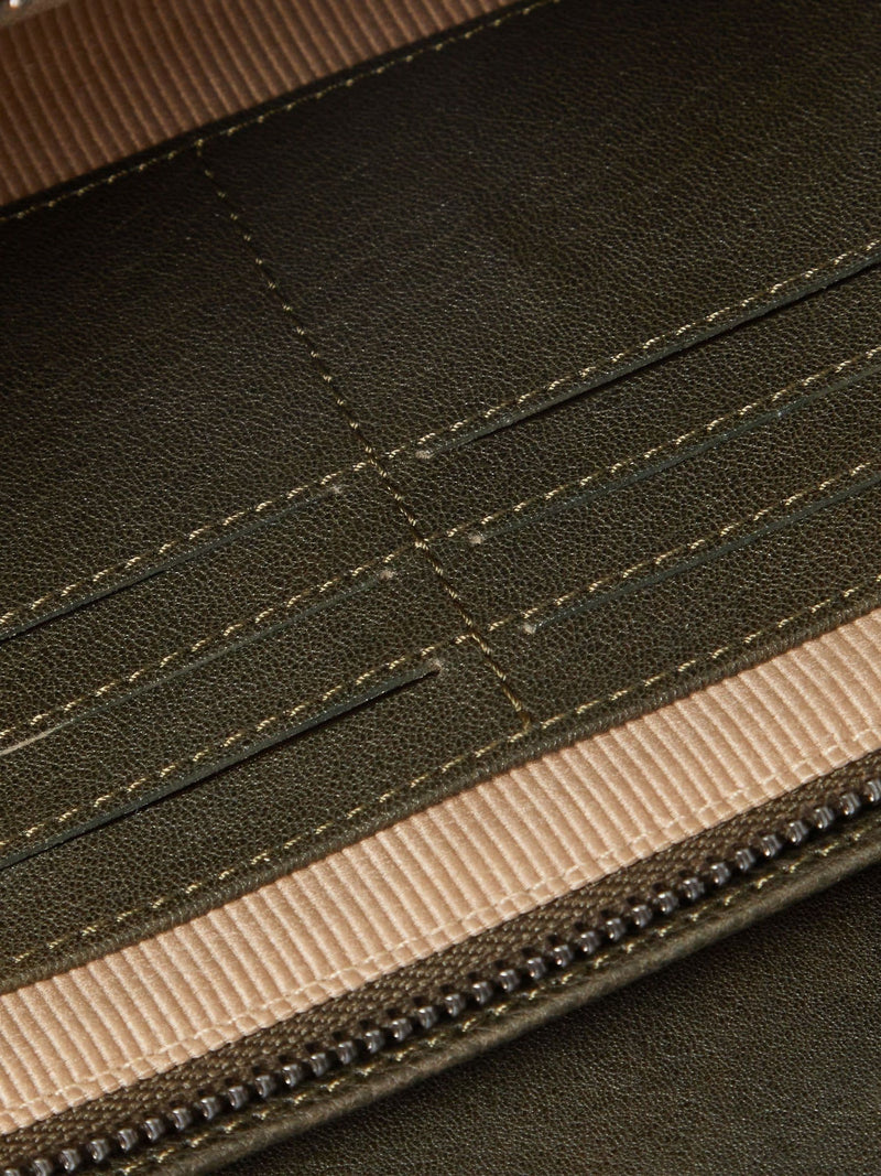 Osprey London green leather Compass travel wallet, imported from the UK