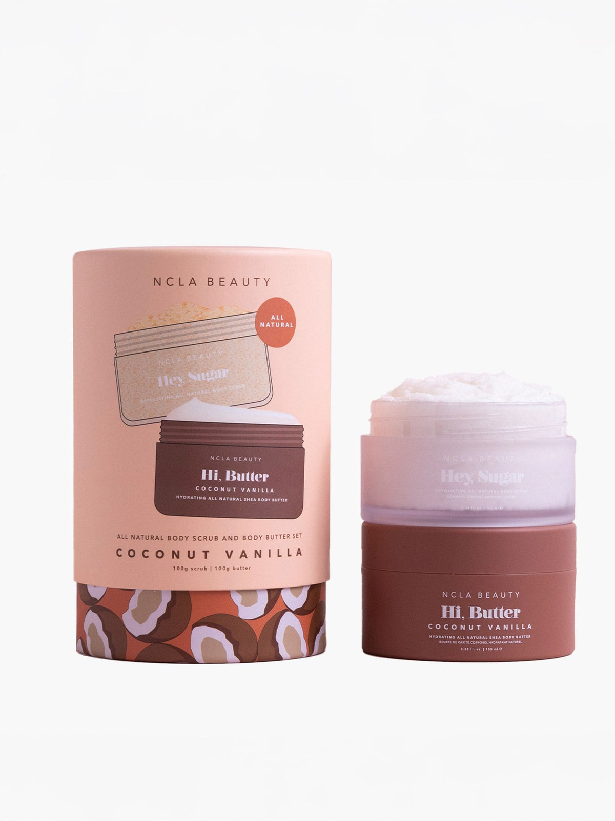 NCLA Beauty coconut vanilla body scrub and butter gift set, UK version