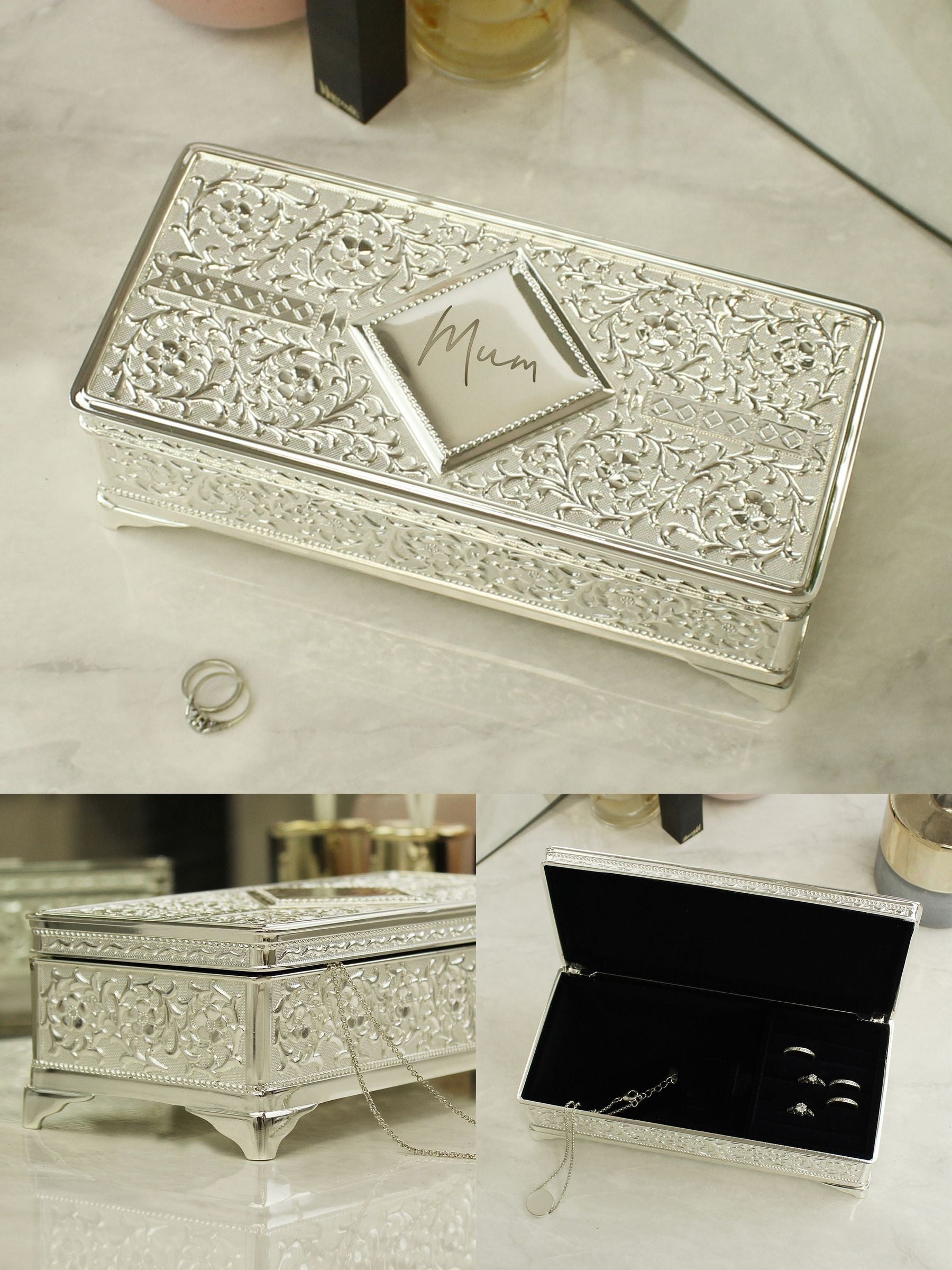 PMC antique silver plated jewellery box, imported from the UK
