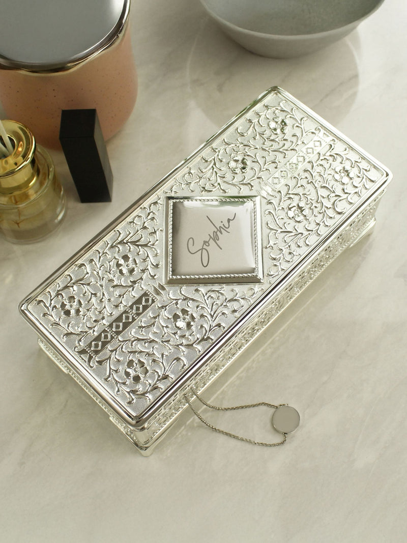 Personalised Antique Silver Plated Jewellery Box by PMC