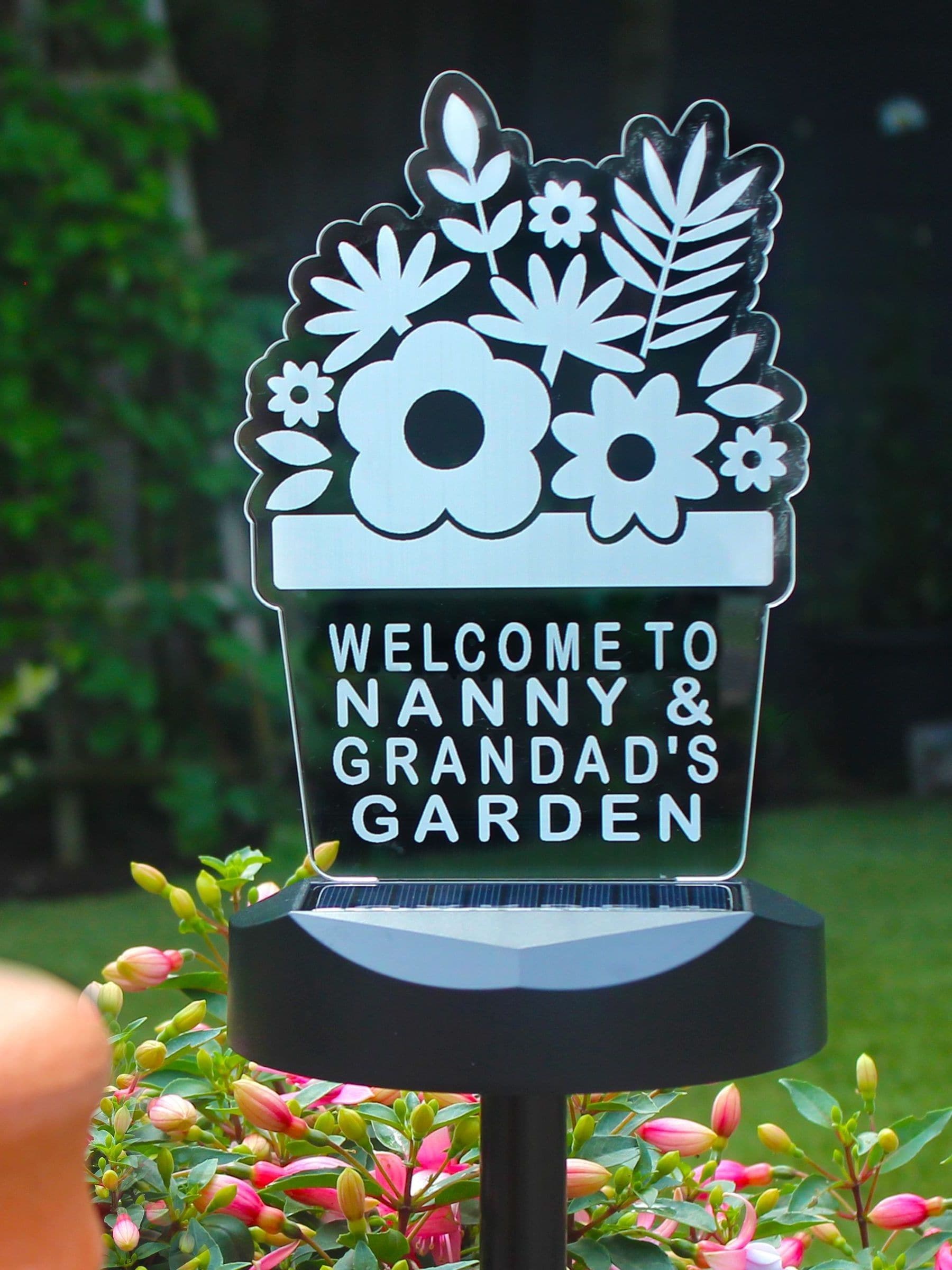 PMC personalised plant pot solar light outdoor, imported from the UK