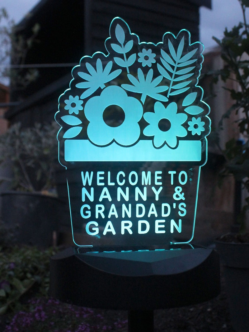 PMC personalised plant pot solar light outdoor, imported from the UK