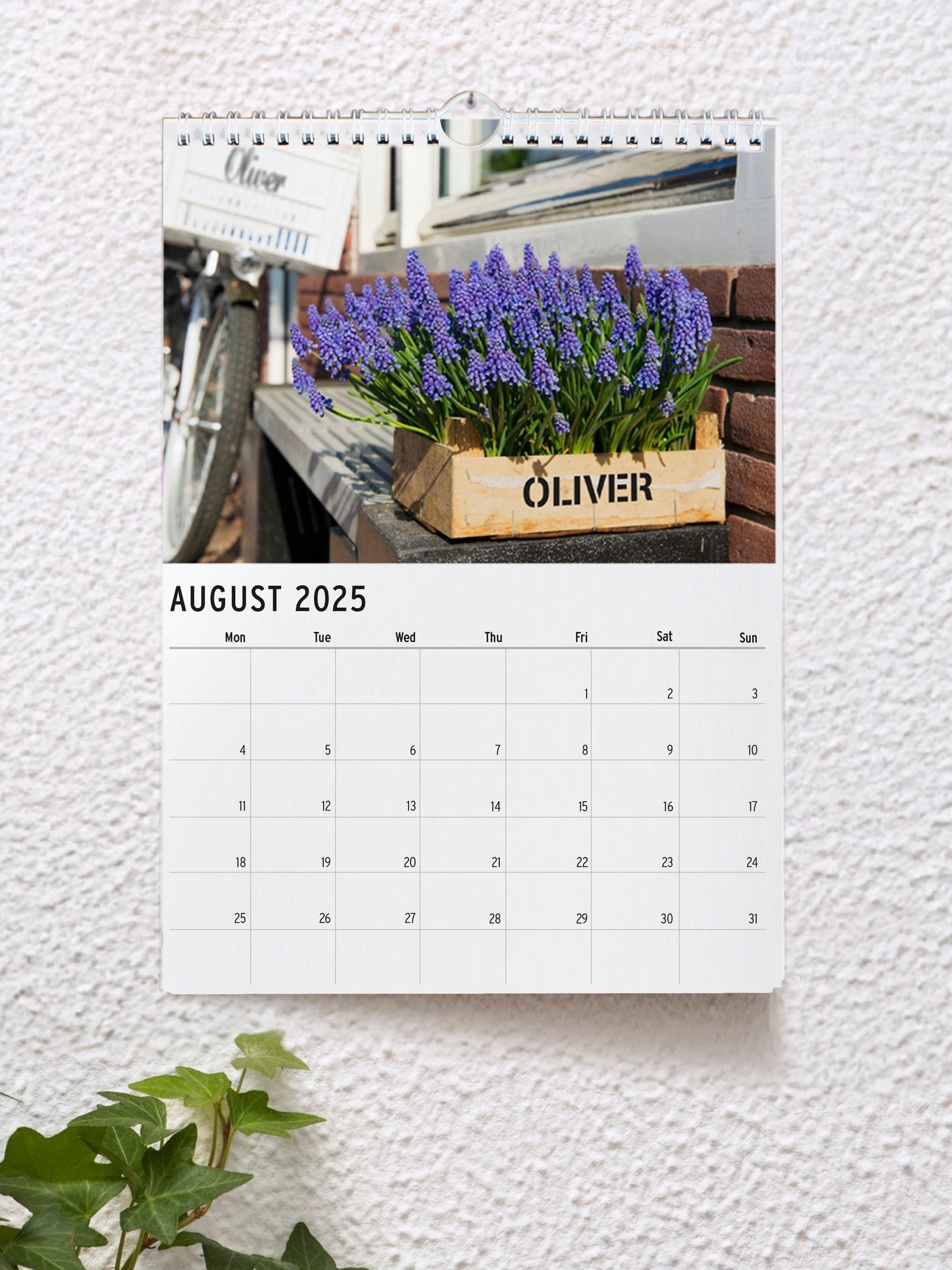 PMC personalised A4 gardening calendar, UK version
