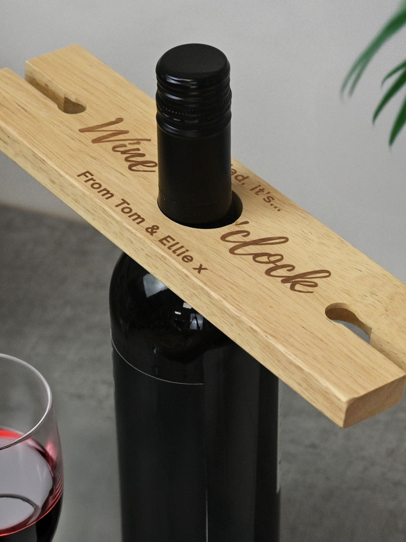 PMC personalised Wine O'clock glass and bottle holder, imported from the UK