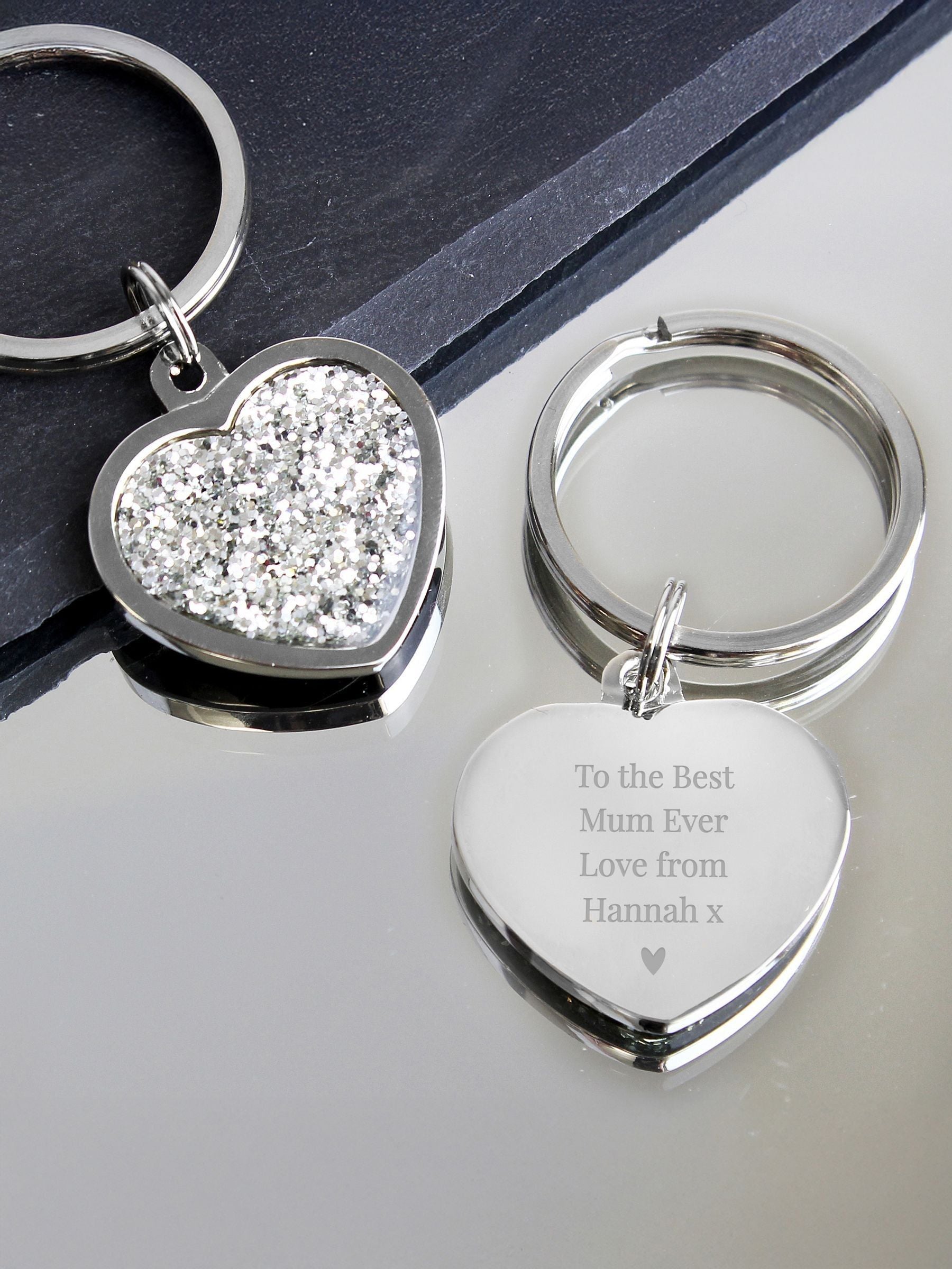 PMC diamante heart keyring personalised - British product