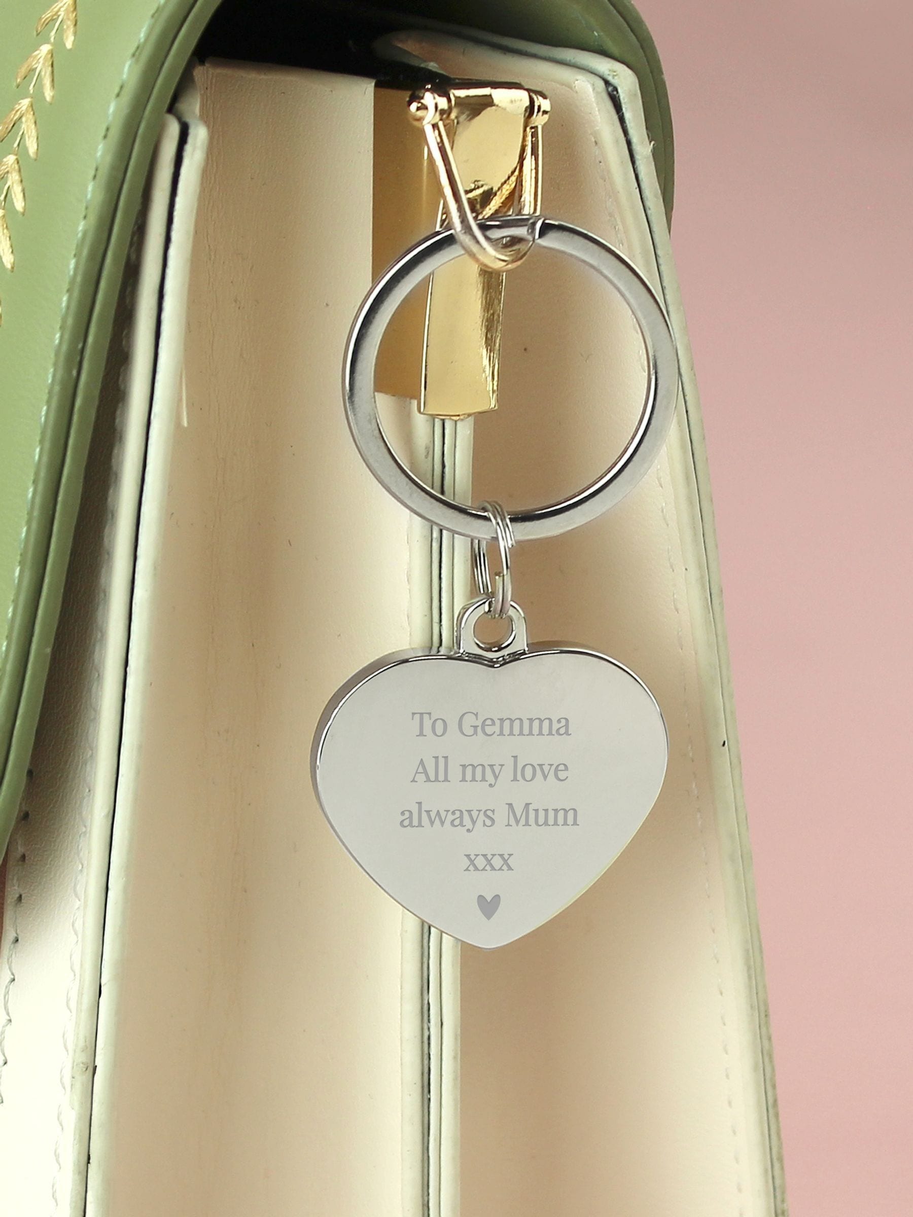 PMC diamante heart keyring personalised - British product