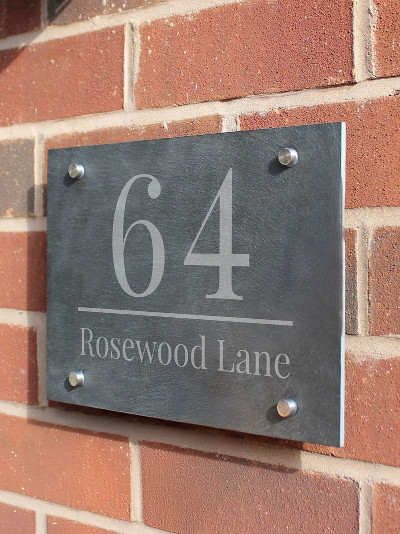 PMC personalised large number slate house sign 22x20cm, imported from the UK