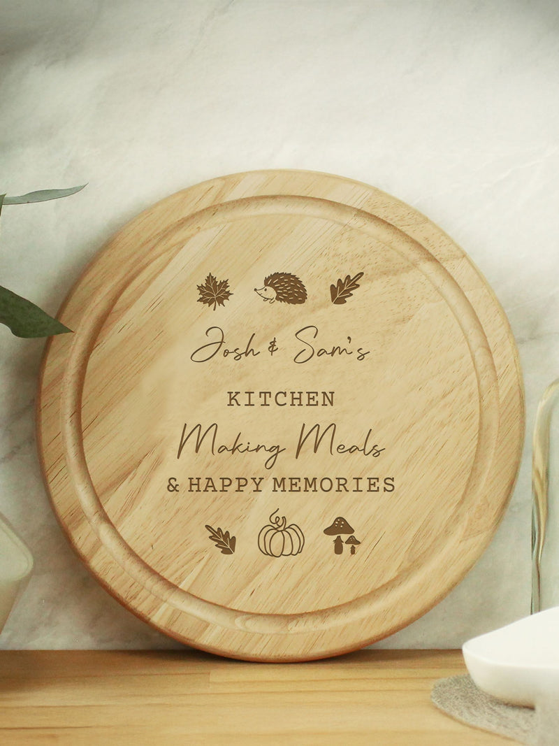 PMC Personalised Autumn Wooden Chopping Board, UK version