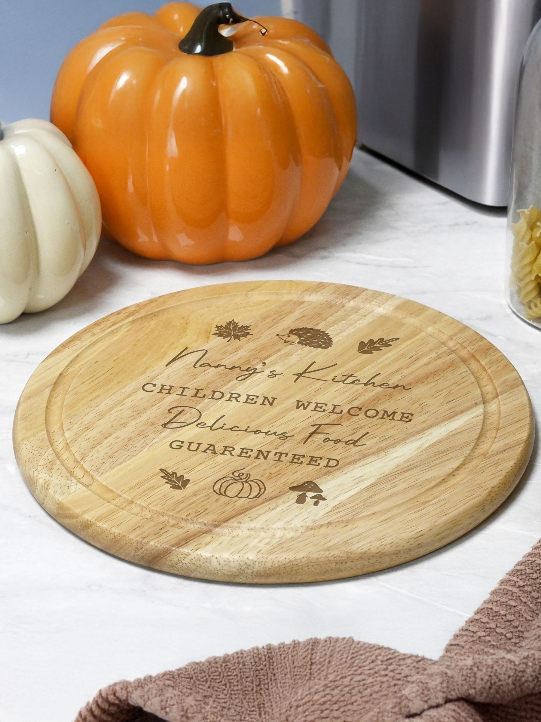 PMC Personalised Autumn Wooden Chopping Board, UK version