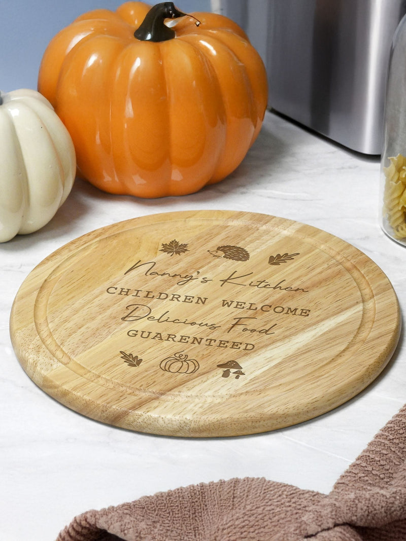 PMC Personalised Autumn Wooden Chopping Board, UK version