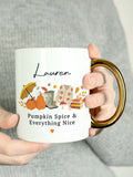 PMC personalised pumpkin mug gold handle ceramic (British brand)
