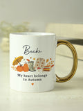 PMC personalised pumpkin mug gold handle ceramic (British brand)