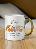 PMC personalised pumpkin mug gold handle ceramic (British brand)