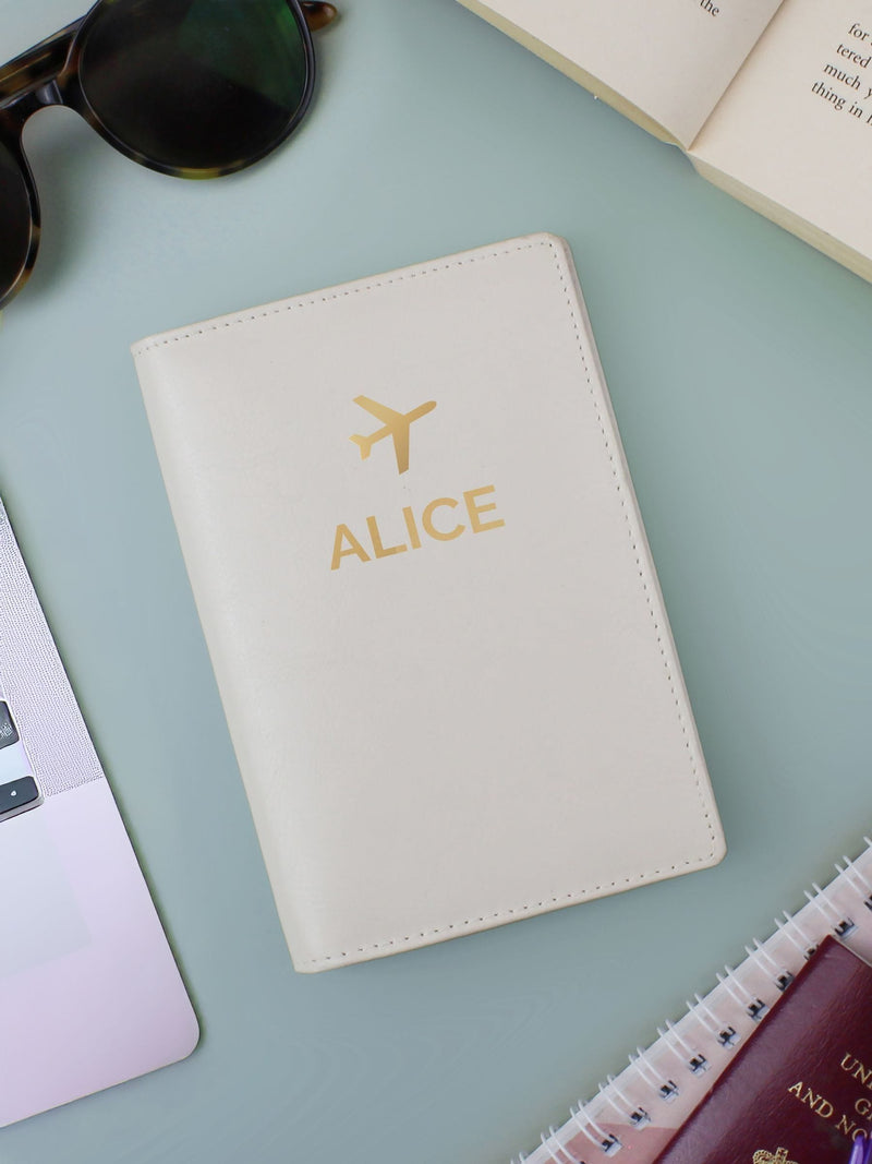 PMC personalised passport holder gold plane, imported from the UK