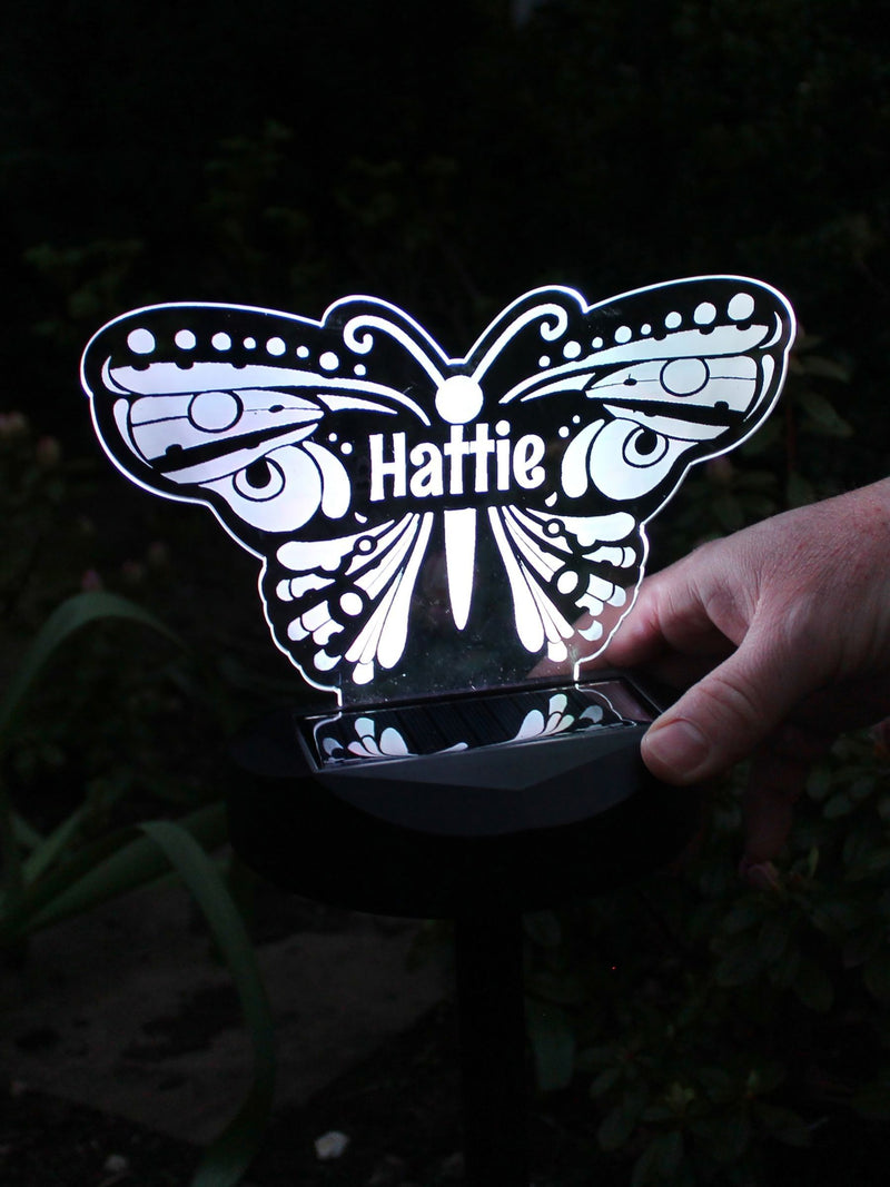 PMC butterfly solar light with personalisation, British product