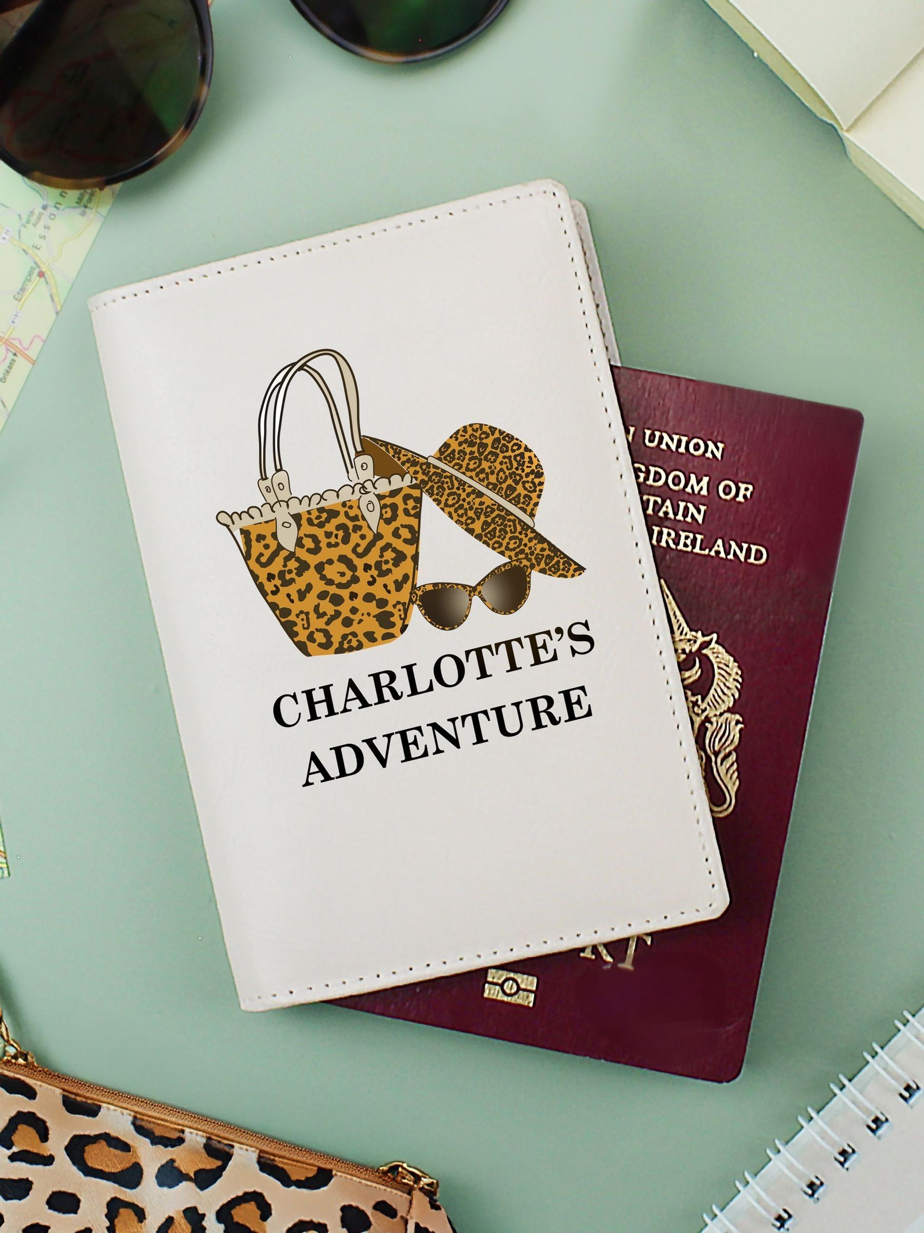 Personalised Leopard Print Cream Passport Holder by PMC