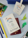 PMC personalised elephant passport and luggage tag set (British brand)