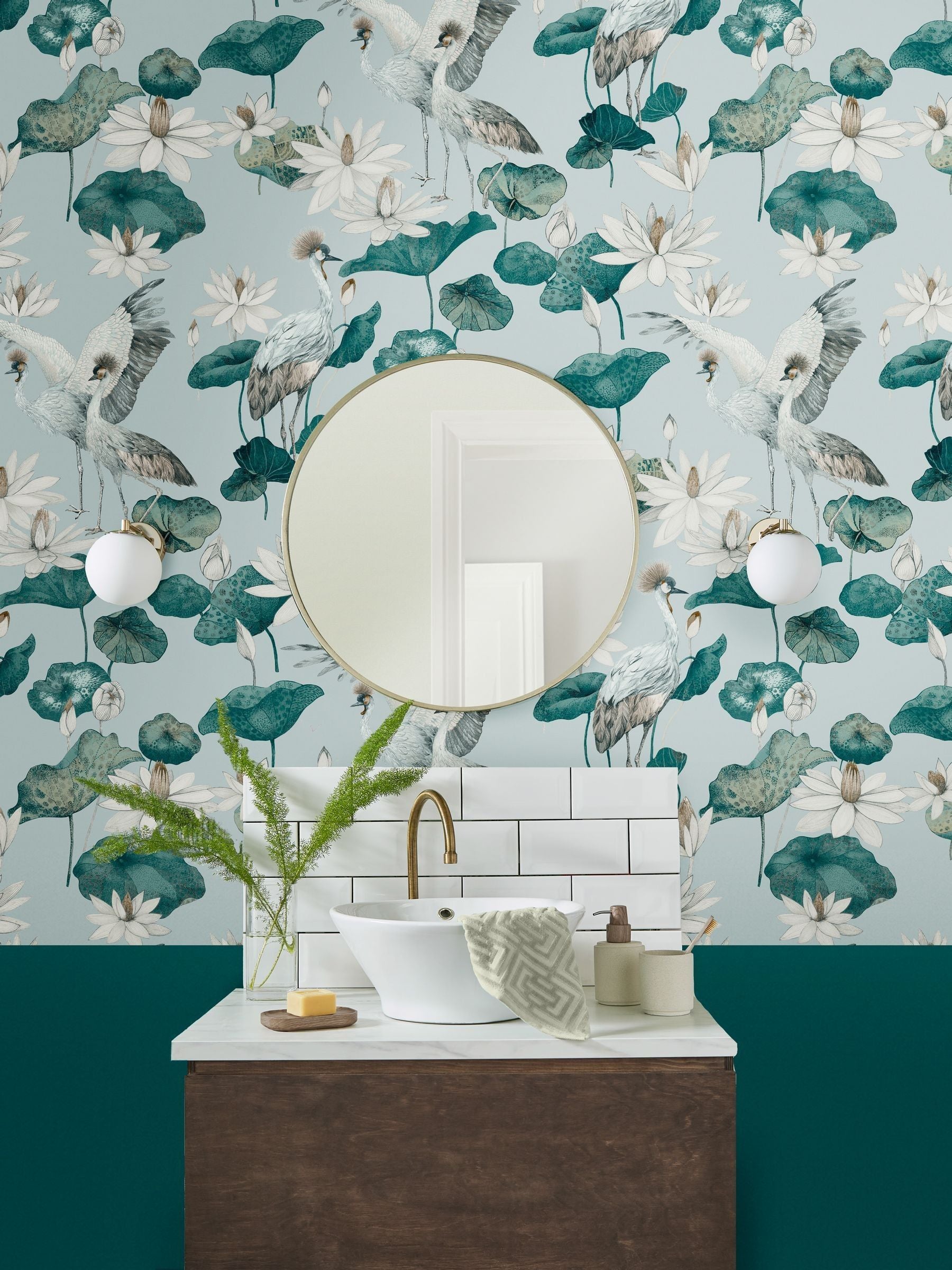 Graham & Brown Sea Green Teien wallpaper sample A4 (British brand)