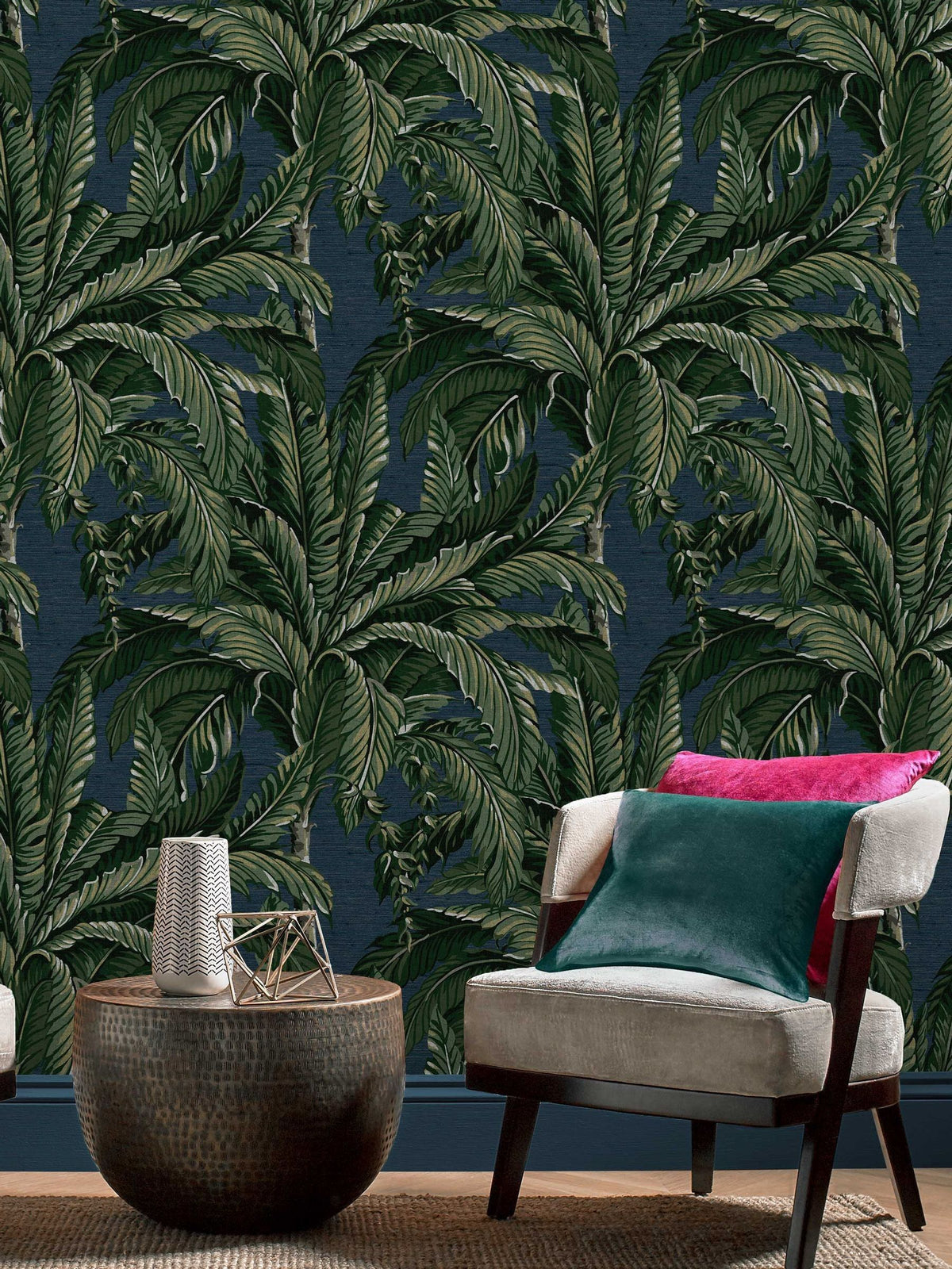Graham & Brown Midnight Daintree Palm A4 Wallpaper Sample