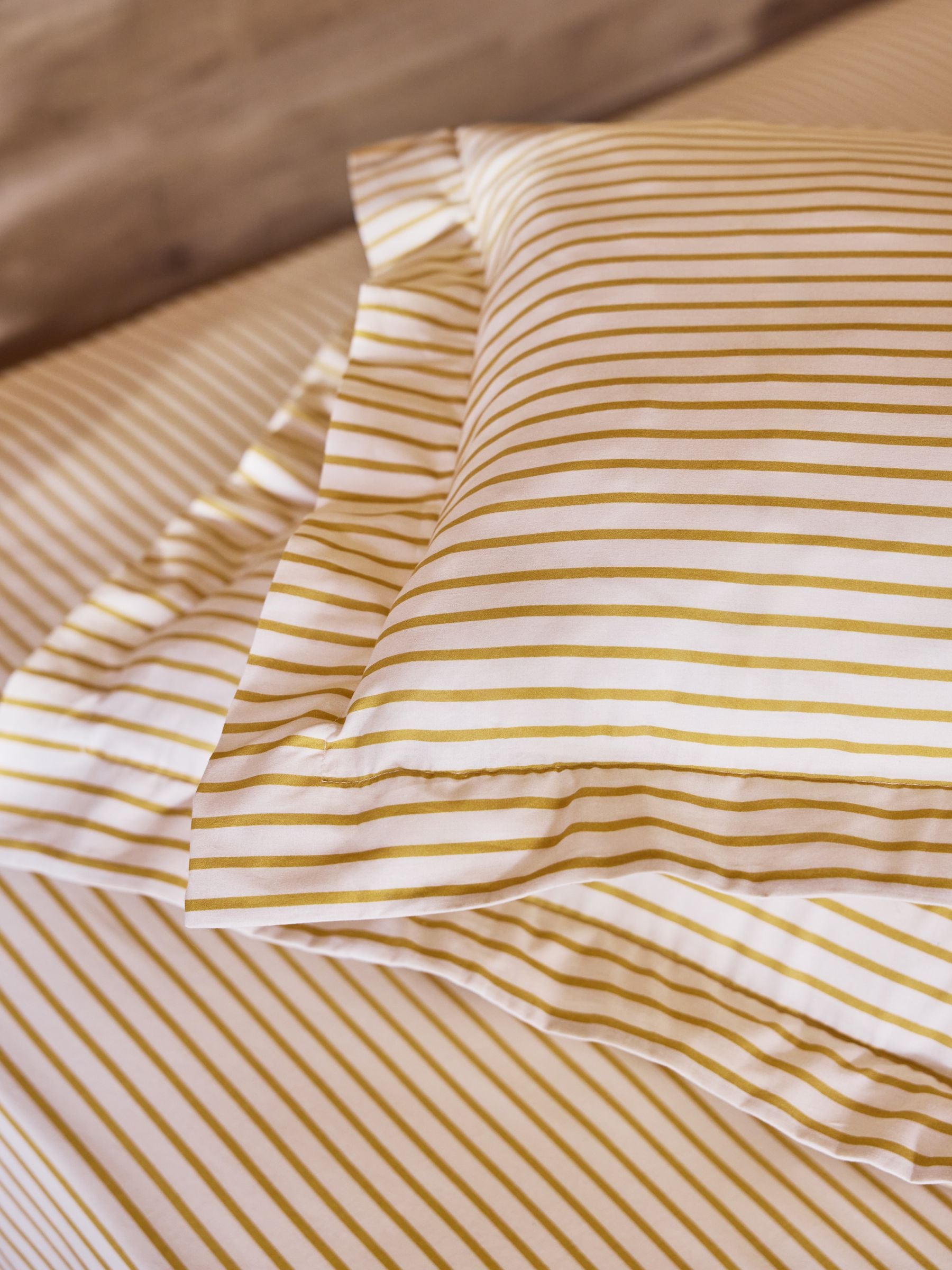FatFace ochre stripe pillowcase set of 2 (British brand)