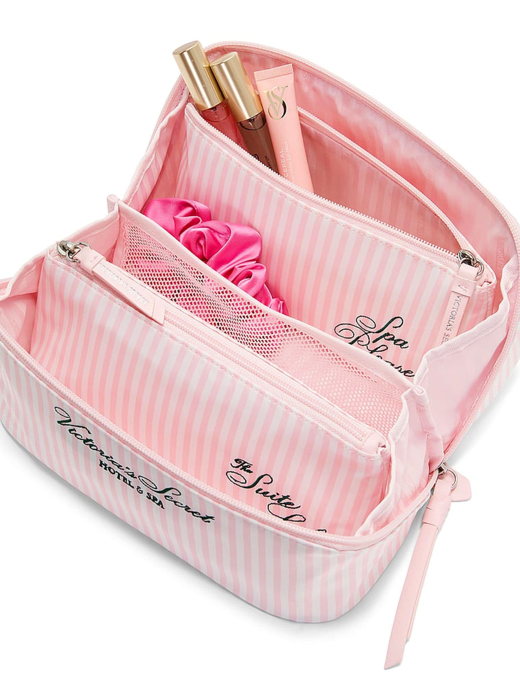 Victoria's Secret embroidered stripe makeup bag set - British product