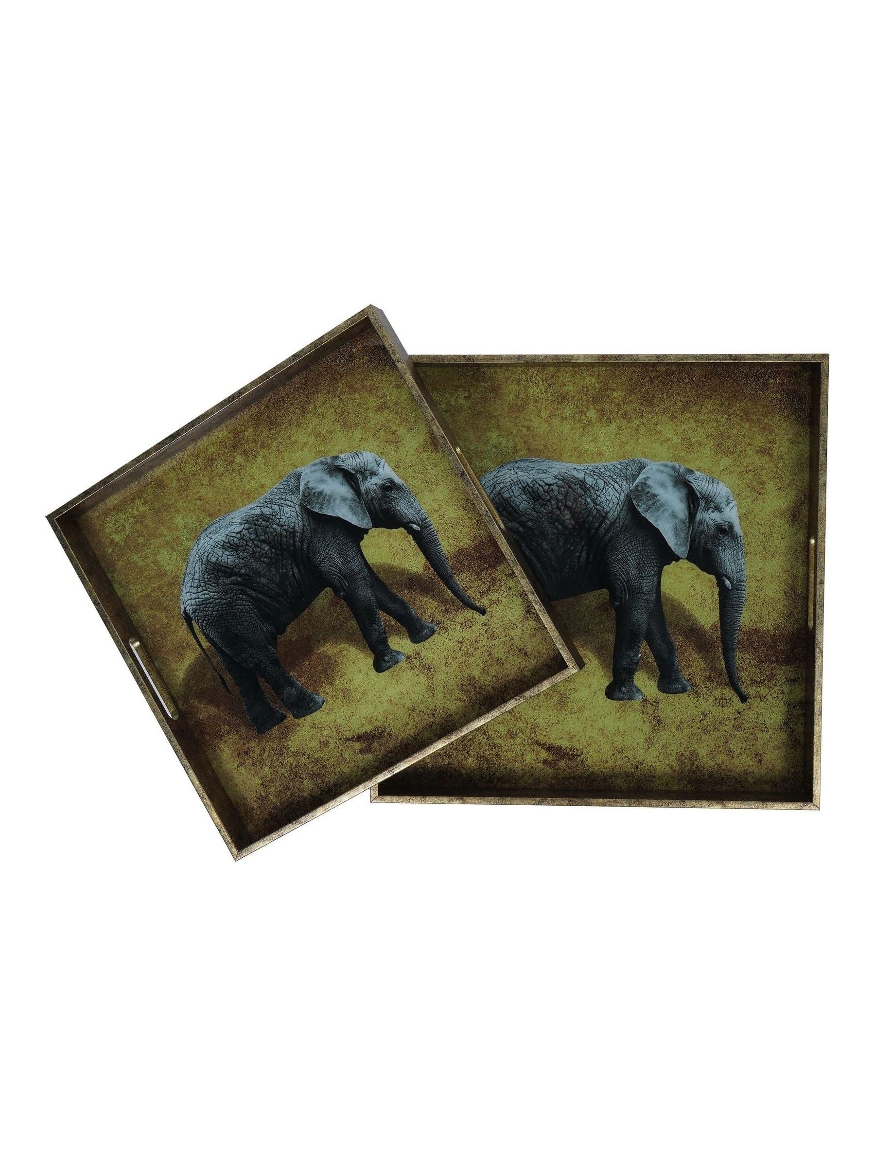 Libra Interiors gold elephant decorative nesting trays set of 2, UK version