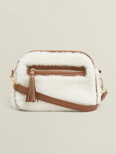 Next Hobbs Tan Carlton Shearling Crossbody Bag- Buy online at McGrocer