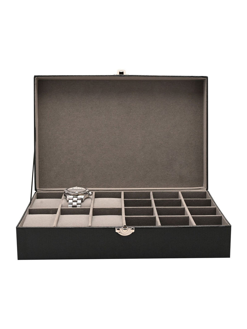 Widdop Black Harvey Makin Watch Cufflink Box Holds 6 Watches 12 Cufflinks