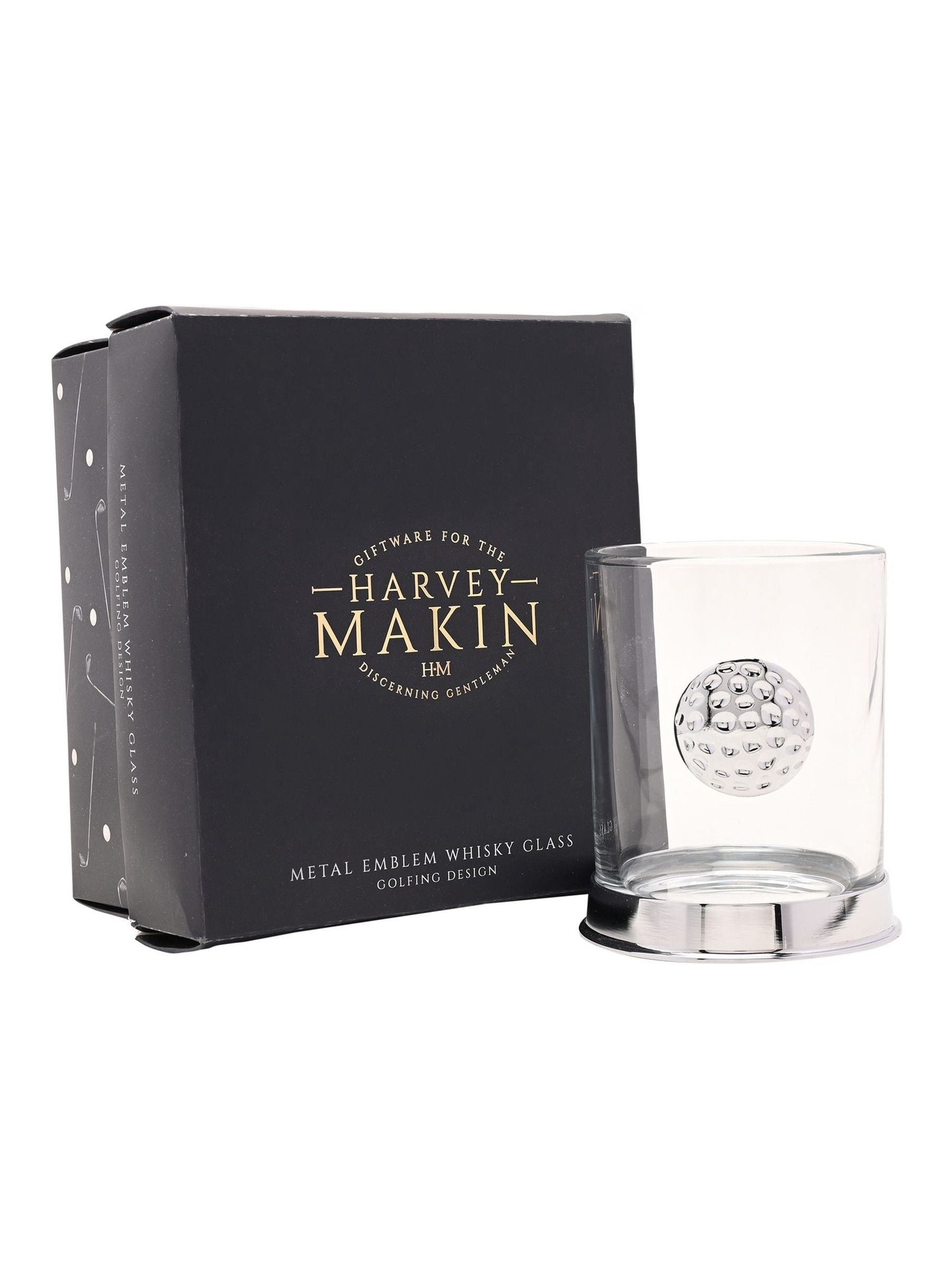 Harvey Makin golf whisky glass 10cm (British brand)