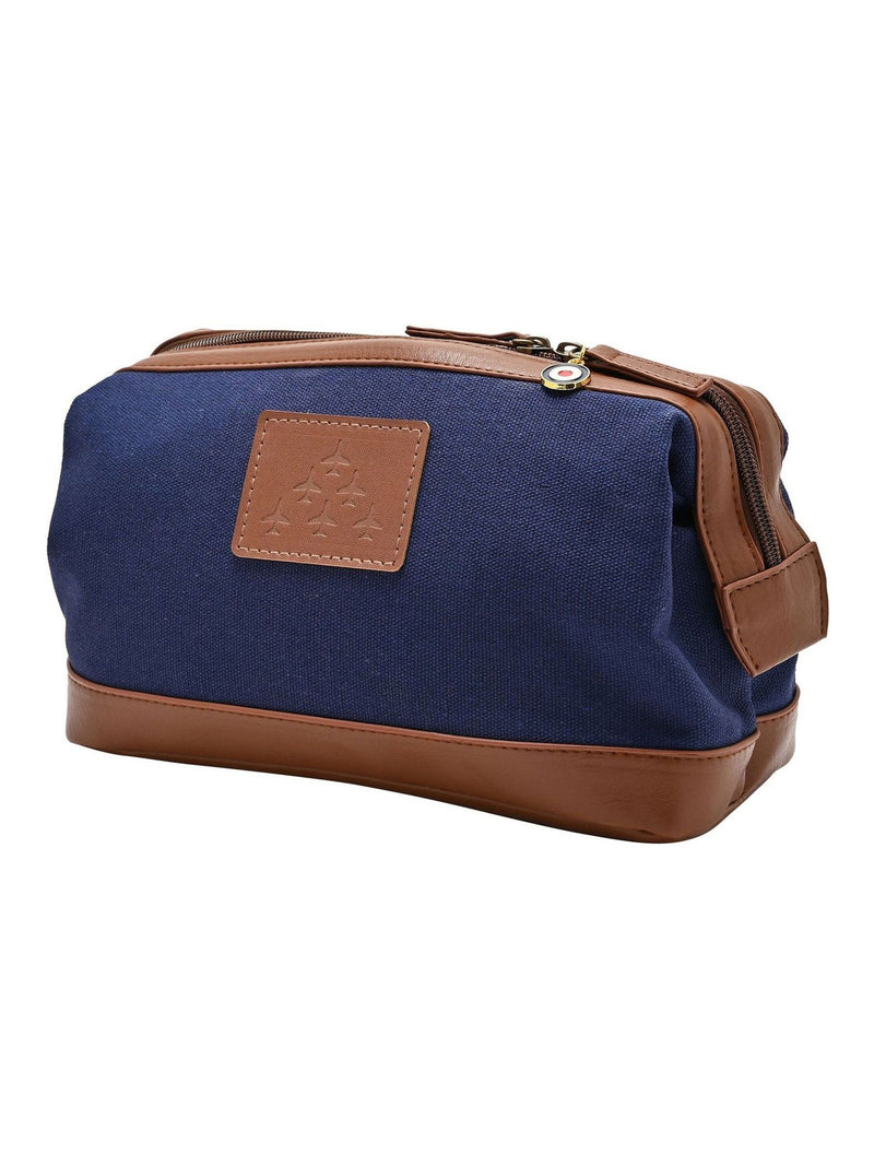 Widdop blue RAF canvas faux leather washbag, imported from the UK