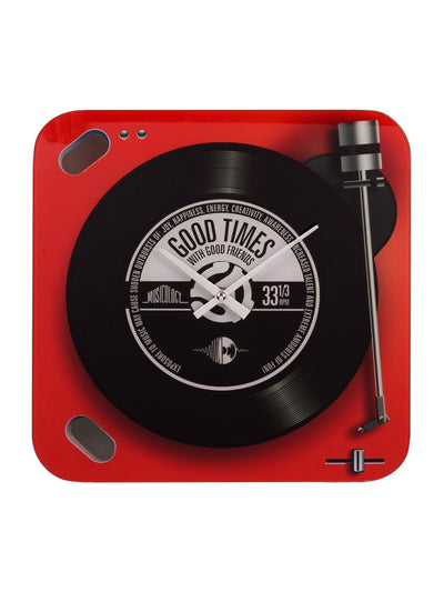 Harvey Makin Red Vinyl Record Player Wall Clock 30cm x 30cm
