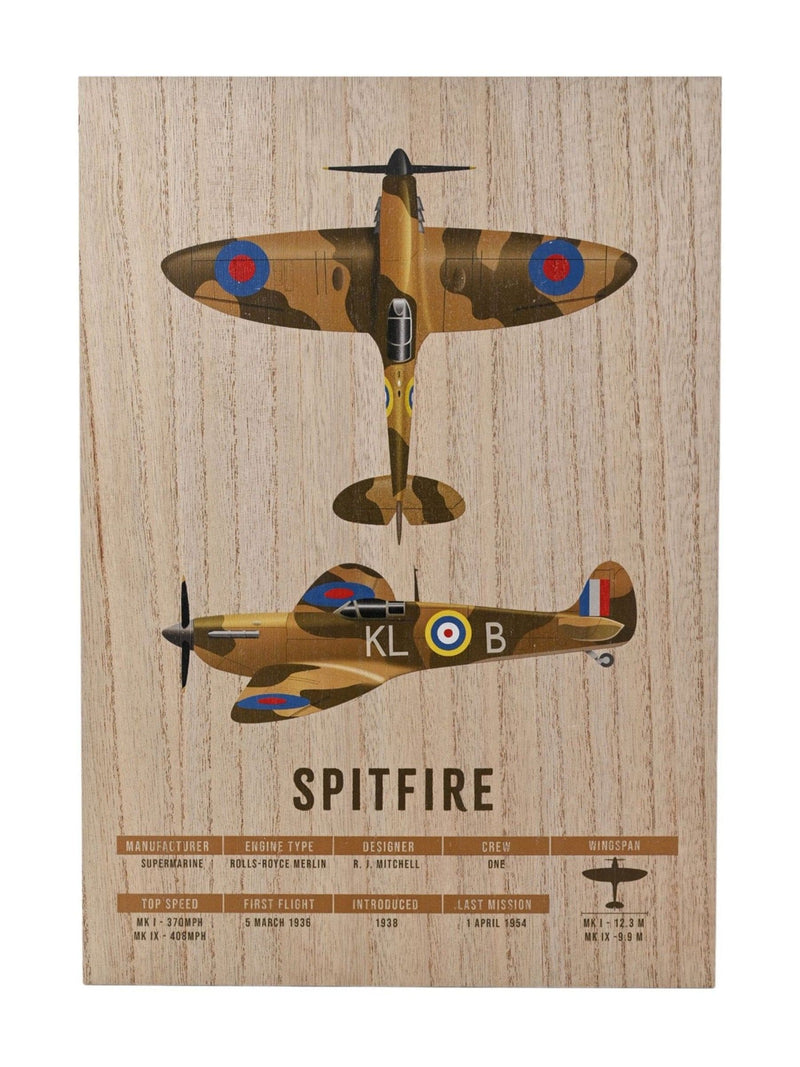 Widdop Brown RAF Wood Effect A3 Spitfire Wall Plaque