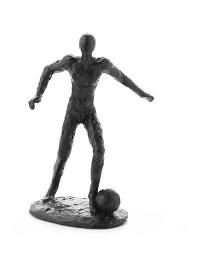 Harvey Makin Fußballer-Figur, schwarzes dekoratives Harz, 22,5 cm Höhe